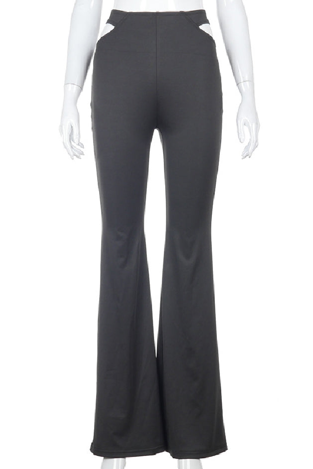 Hollow-out High-waist Flare Pants