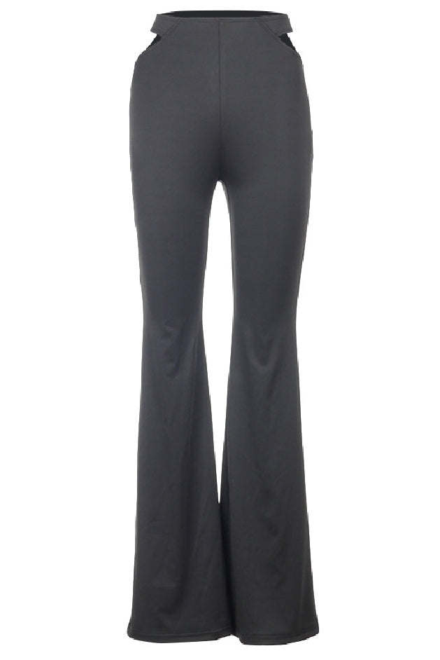 Hollow-out High-waist Flare Pants