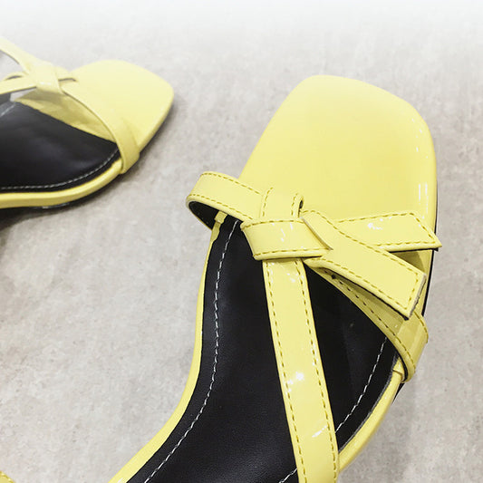 BOWKNOT YELLOW CHUNKY HEEL