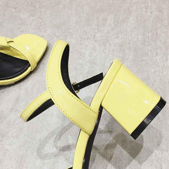 BOWKNOT YELLOW CHUNKY HEEL